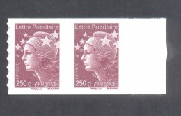 Marianne De Beaujard  -  V P "250 Gr France" Marron Foncé - Autocollant  -  2  Timbres Avec Bord De Feuille - Autres & Non Classés