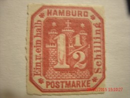 HAMBURG, SCOTT# 25, 1&1/2 S ROSE, MINT OG - Hamburg