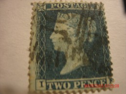 GREAT BRITAIN, SCOTT# 17, 2p BLUE , USED - Used Stamps