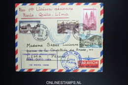 France: Premier Liasions Aerienne  Paris Quito - Lima 13-3-1958 - 1927-1959 Briefe & Dokumente