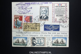 France: Premier Liasions Aerienne Paris - New York  Boeing Cargo 707-320 R-lettre Air France 1966 - 1960-.... Lettres & Documents