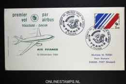 France: Premier Service Aerienne Vol Toulouse Dakar Senegal, Par Airbus - Cartas & Documentos