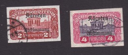Austria, Scott #B23, B25, Used, Austrian Stamp Overprinted, Issued 1920 - Usati