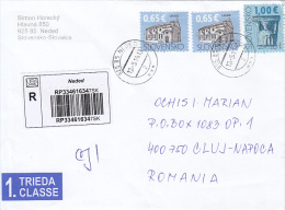 26727- ARCHITECTURE, SCULPTURE, STAMPS ON REGISTERED COVER, 2014, SLOVAKIA - Covers & Documents