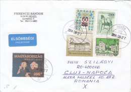 26763- CASTLE, VAC TOWN, CHAIR, GENERATIONS FRIENDSHIP, FOLKLORE MOTIFS, STAMPS ON COVER, 2014, HUNGARY - Brieven En Documenten