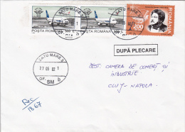 26787- PLANE, ALEXANDER DUMAS, WRITER, STAMPS ON REGISTERED COVER, 2002, ROMANIA - Lettres & Documents