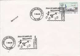 26788- MECHANICAL STAMP'S DAY SPECIAL POSTMARK, PLANE, STAMPS ON COVER, 2002, ROMANIA - Lettres & Documents