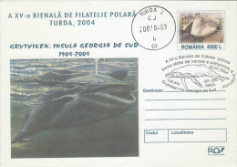 26881- WHALE HUNTING HISTORY, SHIP, COVER STATIONERY, 2004, ROMANIA - Baleines