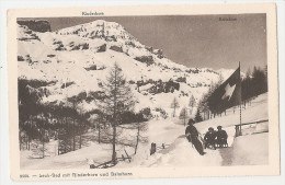 Suisse - Valais - Leuk Bad Mit Rinderhorn Und Balmhorn Luge Drapeau Soldats Militaire Alpin - Autres & Non Classés