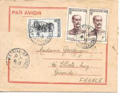 LETTRE PLI  PAR   AVION DE MADAGASCAR..1947...   AVEC ECRIT   TBE.. - Covers & Documents