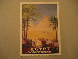 EGYPT For Winter Sunshine Pyramid Archaeology Camel Poster Stamp Label Vignette Viñeta - Egyptology