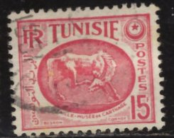 Tunisie - Oblitéré - Charnière Y&T 1950 N° 344 Intaille Du Musée De Carthage  15f Rose Carminé - Used Stamps