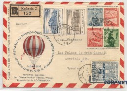 AEROPHILATELIE -1956 AUTRICHE REGISTERED ENVELOPPE ENTIER POSTAL Par BALLONPOST From KUFSTEIN To LAS PALMAS - SPAIN - Ballons