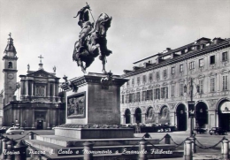 Torino - Piazza S.carlo E Monumento A Emanuele Filiberto - 869 - Formato Grande Non Viaggiata - Places