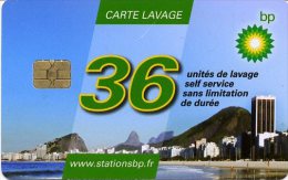 @+ Carte De Lavage BP  France - 36 UNITES - Plage Du Brésil - Car Wash Cards