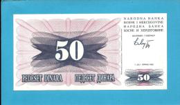 BOSNIA & HERZEGOVINA - 50 DINARA - 1992 - Pick 12 - UNC. -  Prefix HE - Narodna Banka Bosne I Hercegovine - Bosnia Erzegovina
