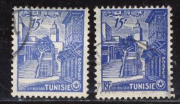 Tunisie - Oblitéré - Charnière Y&T 1954 N° 374 Sidi Bou Saïd 15f Bleu - 2 Nuances - Gebraucht