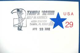 ETATS UNIS Golf. Oblitération Spéciale Temporaire Sur Enveloppe 12 Avril 1992 TAMPA FL.(golf In America) - Golf