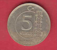 F3460A / -  5 Kurus -  2009  -  Turkey Turkije Turquie Turkei  - Coins Munzen Monnaies Monete - Turkije