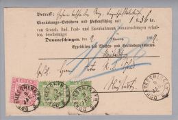 Heimat DE Donaueschingen 1869-01-09 Gr.Briefteil Postquittung Dek.frank.3Kr.+2x1Kr.Paar - Préphilatélie