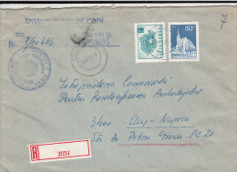 26942- PHONE NETWORK, CHURCH, STAMPS ON REGISTERED COVER, HOSPITAL HEADER, 1983, ROMANIA - Lettres & Documents