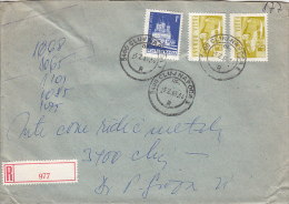 26948- VINTAGE CAR, MONASTERY, STAMPS ON REGISTERED COVER, COMPANY HEADER, 1983, ROMANIA - Covers & Documents