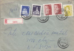 26950- FORTIFIED CHURCH, MONASTERY, TOWN HALL, VINTAGE CAR, STAMPS ON REGISTERED COVER, COMPANY HEADER, 1983, ROMANIA - Lettres & Documents