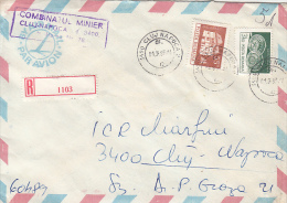 26951- TRADITIONAL HOUSE, POPULAR ART, CERAMICS, STAMPS ON REGISTERED COVER, MINING COMPANY HEADER, 1983, ROMANIA - Lettres & Documents