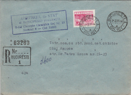 26954- TRAIN, LOCOMOTIVE, STAMPS ON REGISTERED COVER, STATE ARBITRATION OFFICE HEADER, 1983, ROMANIA - Storia Postale