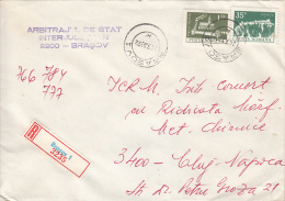 26984- REGISTERED COVER LABEL BRASOV 1-3235, STATE ARBITRATION OFFICE, CHURCH, FORTRESS STAMPS, 1982, ROMANIA - Briefe U. Dokumente