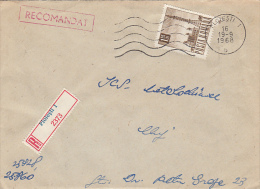 26995- REGISTERED COVER LABEL PLOIESTI 1-2373, ENAMEL COMPANY, RADIO TOWER STAMPS, 1968, ROMANIA - Briefe U. Dokumente