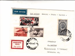 Mosca To Zurigo. Cover Par Avion 1947 - Covers & Documents