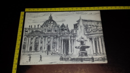 BA-61 BIGLIETTO AUGURALE NUOVO ROMA PIAZZA SAN PIETRO VATICANO ILLUSTRATA DISEGNO GARIALLO - Autres & Non Classés