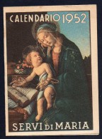 Calendario 1952 Servi Di Maria -S490 - Small : 1941-60