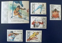 LAOS Jeux Olympiques ALBERTVILLE 92. Yvert N°995/99+BF114. ** MNH, Neuf Sans Charniere - Invierno 1992: Albertville