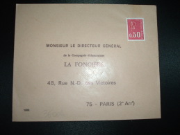 LETTRE PRE AFFRANCHIE TP MARIANNE DE BEQUET 0,50 NEUF MR LE DIRECTEUR GENERAL De La Compagnie D'Assurance LA FONCIERE - 1971-1976 Marianne (Béquet)