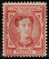 1876-ED. 182 ALFONSO XII 10 PTAS.  BERMELLÓN VIVO  - NUEVO - MH - MARQUILLADO - Nuovi