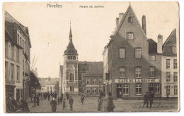 Nivelles Palais De Justice Café De La Bourse Animée église 1905 - Nivelles