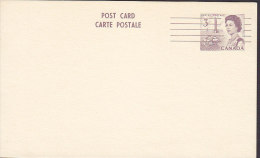 Canada Postal Stationery Ganzsache Entier 3 C. Queen Elizabeth II. Overprinted Precancelled? Brownish Card - 1953-.... Règne D'Elizabeth II