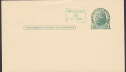 United States Postal Stationery Ganzsache Entier 1 C. Postal Card Jefferson REVALUED 2 C. P.O. Dept. Overprint - Other & Unclassified