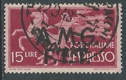 1947-48 TRIESTE A USATO ESPRESSO DEMOCRATICA 2 RIGHE 15 LIRE - L2 - Express Mail