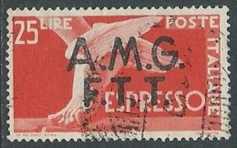 1947-48 TRIESTE A USATO ESPRESSO DEMOCRATICA 2 RIGHE 25 LIRE - L2 - Express Mail