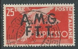 1947-48 TRIESTE A USATO ESPRESSO DEMOCRATICA 2 RIGHE 25 LIRE - L23 - Express Mail