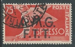 1947-48 TRIESTE A USATO ESPRESSO DEMOCRATICA 2 RIGHE 25 LIRE - L24 - Express Mail