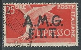 1947-48 TRIESTE A USATO ESPRESSO DEMOCRATICA 2 RIGHE 25 LIRE - L6 - Express Mail