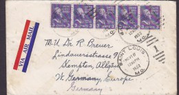 United States VIA AIR MAIL Label SAINT LOUIS 1952 Cover Lettre KAMPTEN Germany 5-Stripe Jefferson - 2c. 1941-1960 Lettres