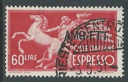 1950 TRIESTE A USATO ESPRESSO DEMOCRATICA 1 RIGHE 60 LIRE - L11 - Express Mail
