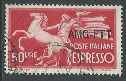 1950 TRIESTE A USATO ESPRESSO DEMOCRATICA 1 RIGHE 60 LIRE - L15 - Express Mail