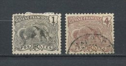 GUYANE 1904 N° 49 Et 51 Oblitérés Used Cote 0,80 € Faune Fourmilier Fauna Animaux - Usados