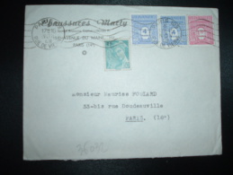 LETTRETP ARC DE TRIOMPHE 4F X2 + 1F50 + MERCURE RF 50C OBL.MEC.8 NOV 48 PARIS 109 (75) CHAUSSURES MARTY - 1944-45 Arco Del Triunfo